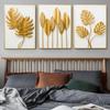 Luxurious Gold Floral Triptych Canvas Wall Art