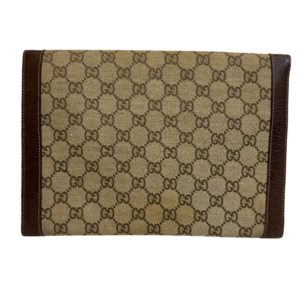 GUCCI Vintage Old Gucci Letter Pouch Business Bag GG pattern canvas Clutch bag beige canvas Used