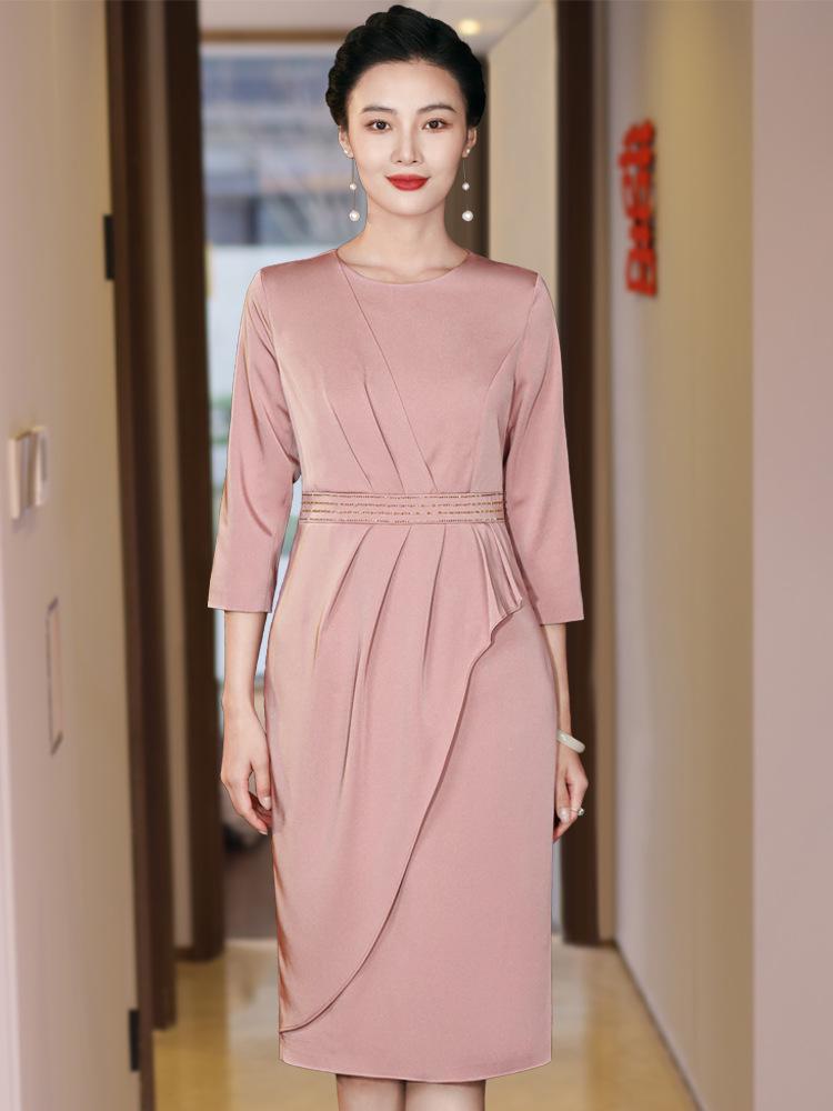 2024 Autumn Elegant Mid-Length Slimming Dress for Mother of the Bride