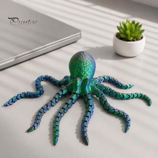 3D Printed Marine Animal Octopus Sea Fidget Toy, Flexible Articulated Tentacle Figurine, Sensory Toy Desktop Decoration with Movable Joints
