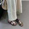 French Bohemian Fairy Thick-bottomed Cool Slippers Female Summer Wear 2025 with Skirt One-word Holiday Slippers