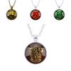 Harry Potter Hogwarts Crest Silver Necklace With Glass Pendant For Fans And Cosplay