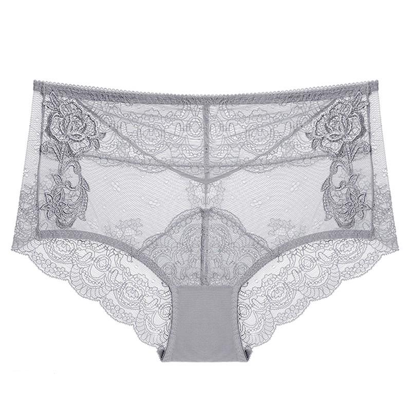 Womens Mid-Rise Lace Triangle Panties Ultra-Thin Breathable Cotton Lining Butt Lifting Floral S-XXL