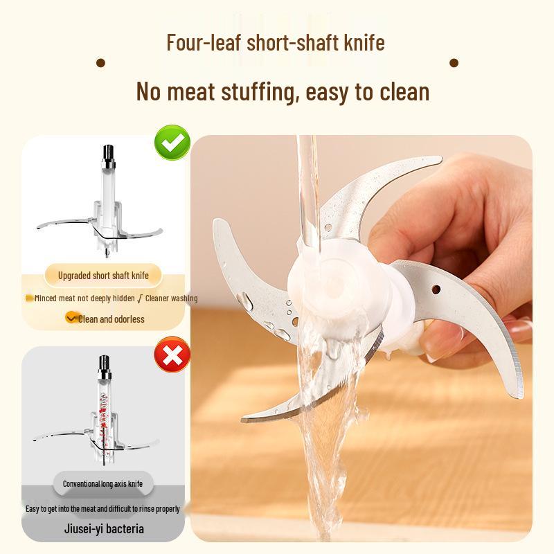 Electric Stainless Steel Meat Grinder for Minced Meat, Vegetables, Garlic, and Chili - Compact Kitchen Appliance