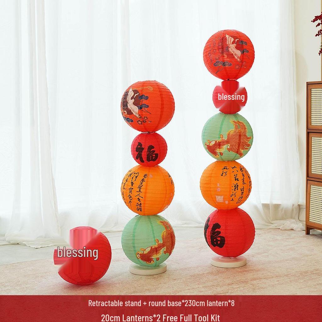 2026 New Year Red Fu Lanterns & Festive Spring Festival Wall Decor