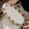 Red Peony 12-Inch Oval Fish Plate Chinese Restaurant Vegetable Plate Ceramic Steamed Fish Plate High-End Tableware Export