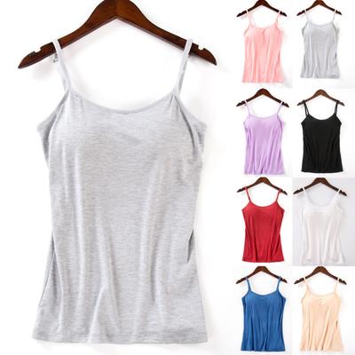 Bras Top For Women Tank Tops Adjustable Strap Camisole With Built In Padded Bra Vest Cami Sleeveless Basic Solid Sexy V Neck