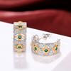Huitan Two Tone Hoop Earrings with Green/White CZ Luxury Trendy Women Ear Accessories Wedding Party Unique Design Jewelry New