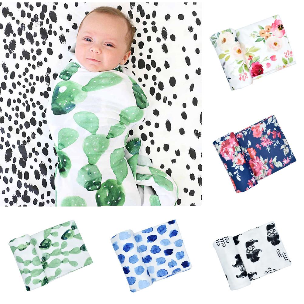80*80cm  Multi-Functional Watercolor Printing Elastic Ultra-Flexible Towel Swaddle