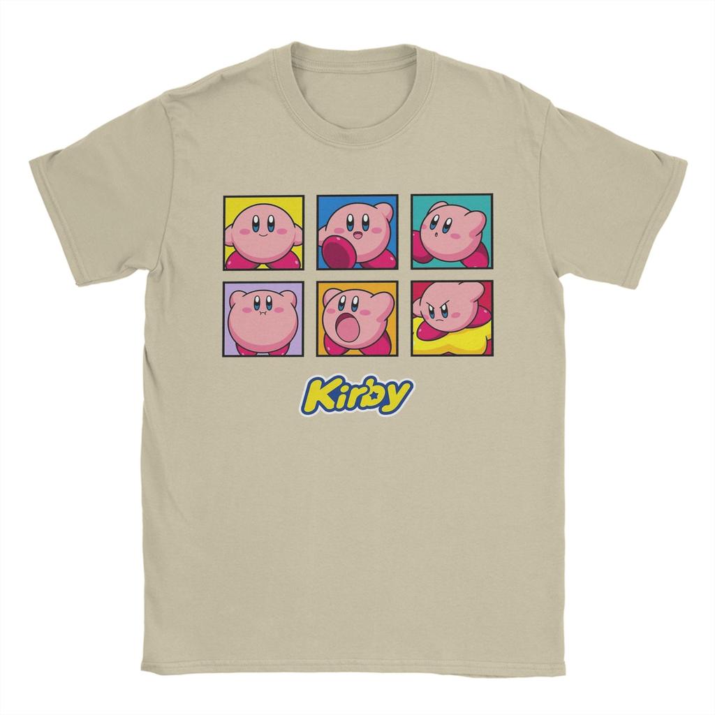 Kirbys Multiple Expressions Vintage Panel Collage Poster T Shirt Unisex Pure Cotton Tshirts Tees Short Sleeve Clothes Printed