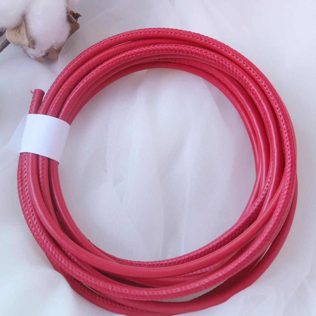 PU Leather Round Handle Strap with Lock Edge Stitching - DIY Traction Weaving Ornament E18