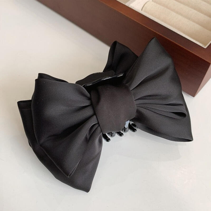 Pia Elegant Wang Ribbon Volume Updo Hair Clip black