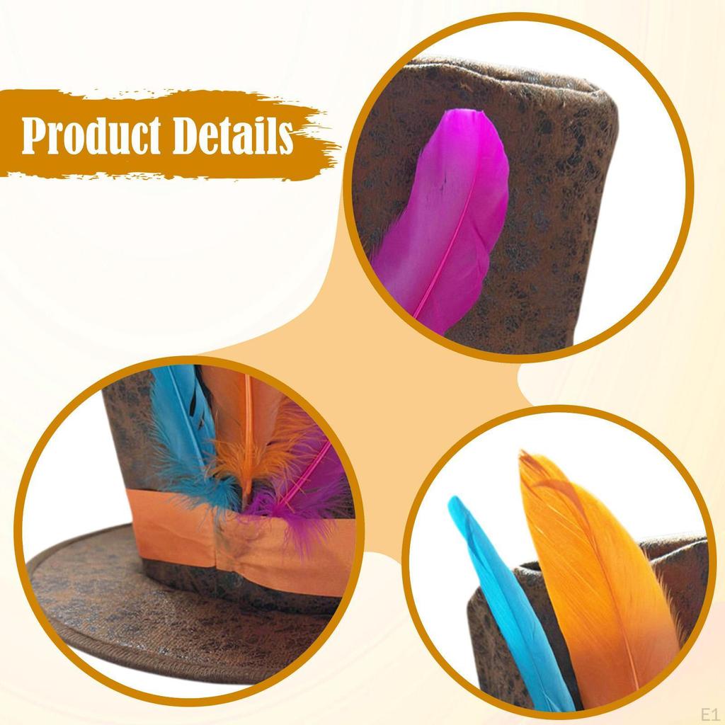 Magician Top Hat Costume Artificial Feather for Club Show Gentleman Fancy Dress