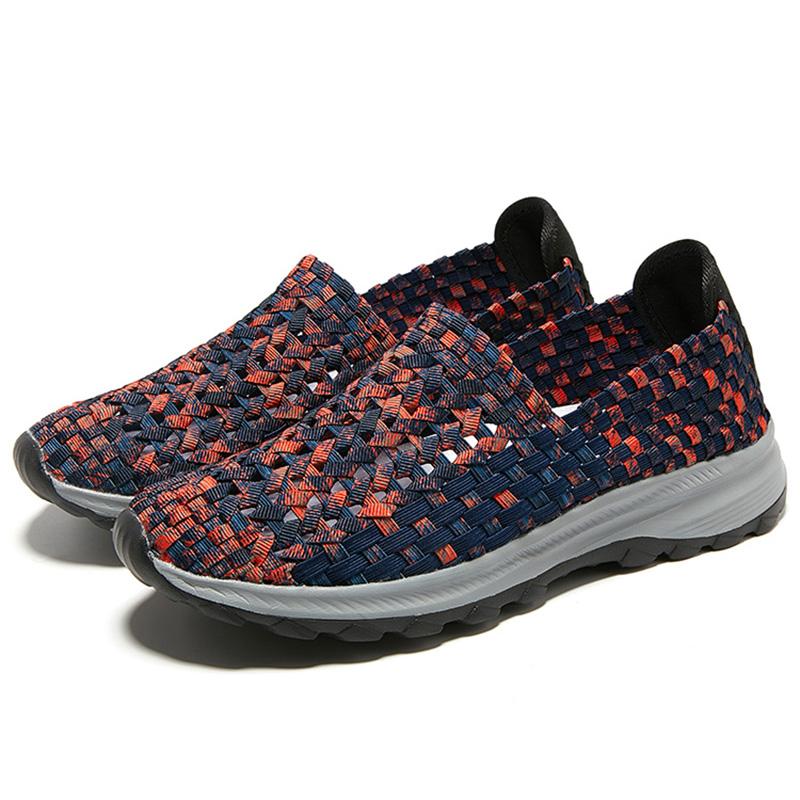 Men Camouflage Breathable Slip on Sneakers Men Summer Braid Beach Lazy Shoes Casual Weave Walking Flats