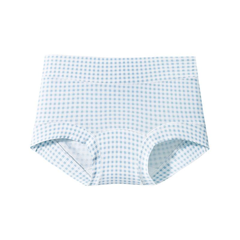 Female Spring and Autumn Fresh Printed Cotton 10A Anti Bacteria Extended Crotch Breathable Mid Waist Underwear
