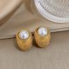 Flashbuy Trendy Gold Color Stainless Steel Spiral Inlaid Zircons Stud Earrings for Women Simple Temperament Ear Accessories Gift