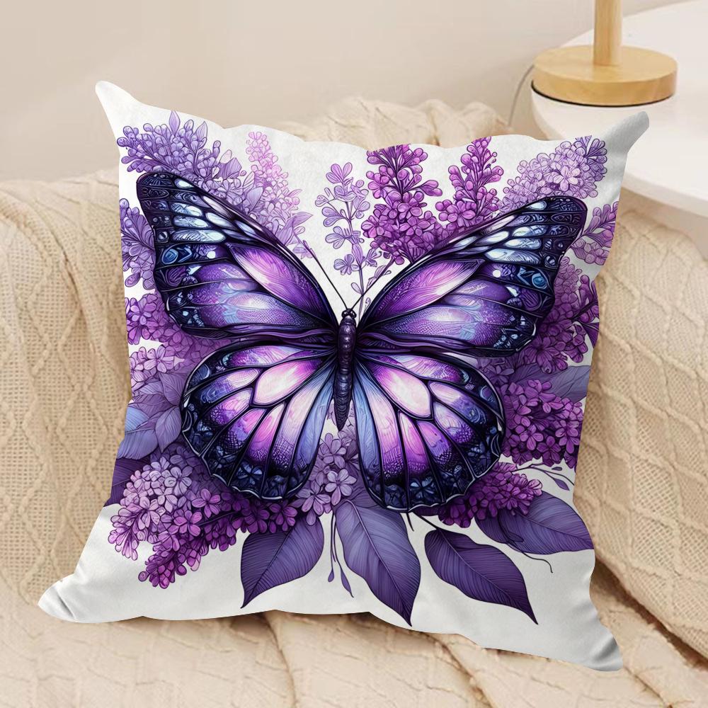 Watercolor butterfly Cushion Cover Soft Plush Fabric DoubleSided Printed Cushion Covers for All Seasons Modern HomeDecor Gift