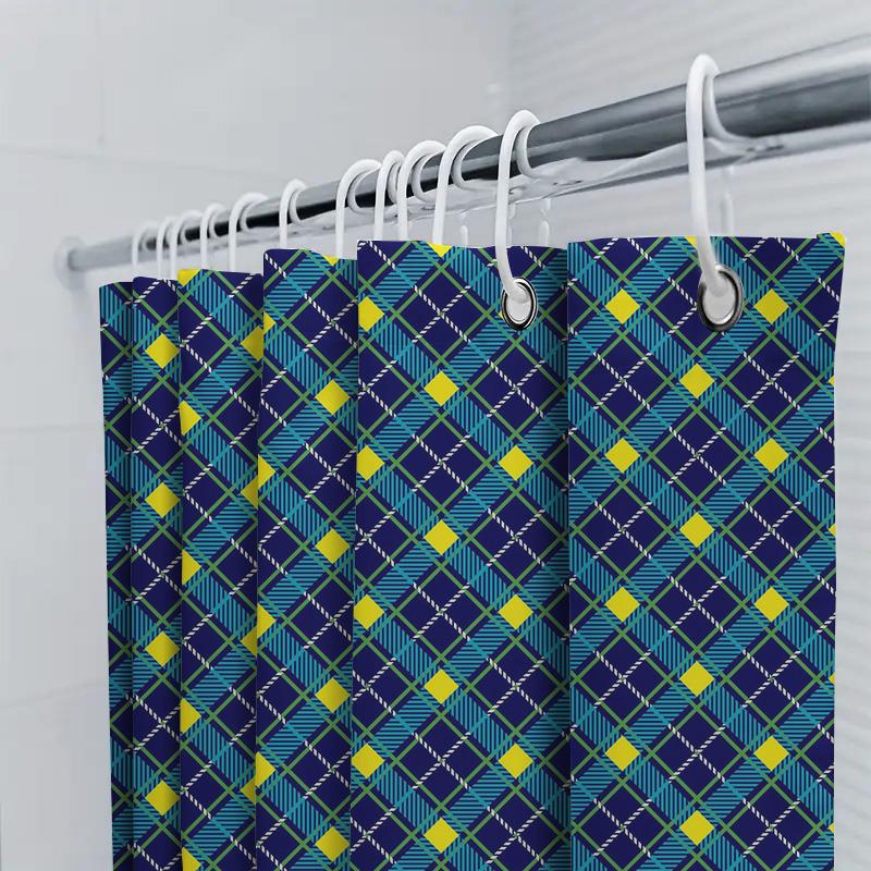 Classic Plaid Shower Curtain Waterproof Fabric Large Size Bathroom Decoration