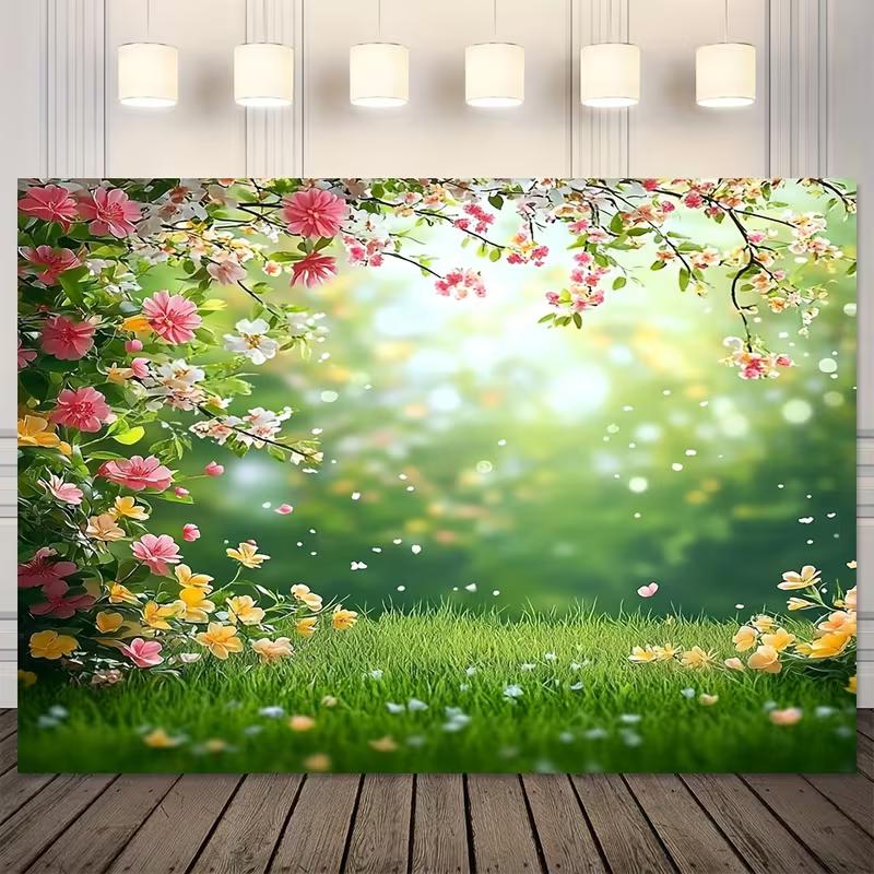 2D frisches grünes Gras Blumen Hintergrund Hochzeit Brautparty Fotografie Hintergrund