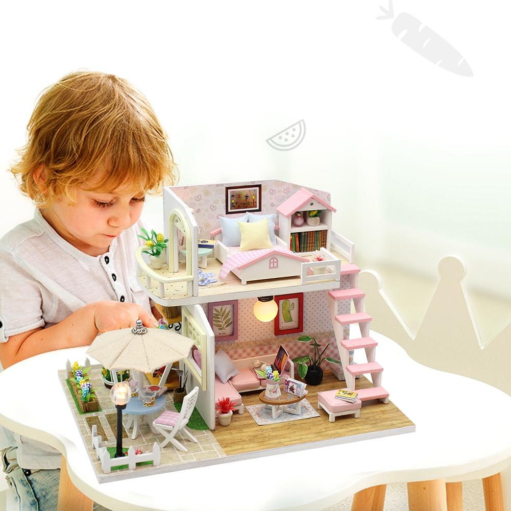 DIY Miniature House 3D Wooden Handmade Dollhouse for Children Birthday Gift
