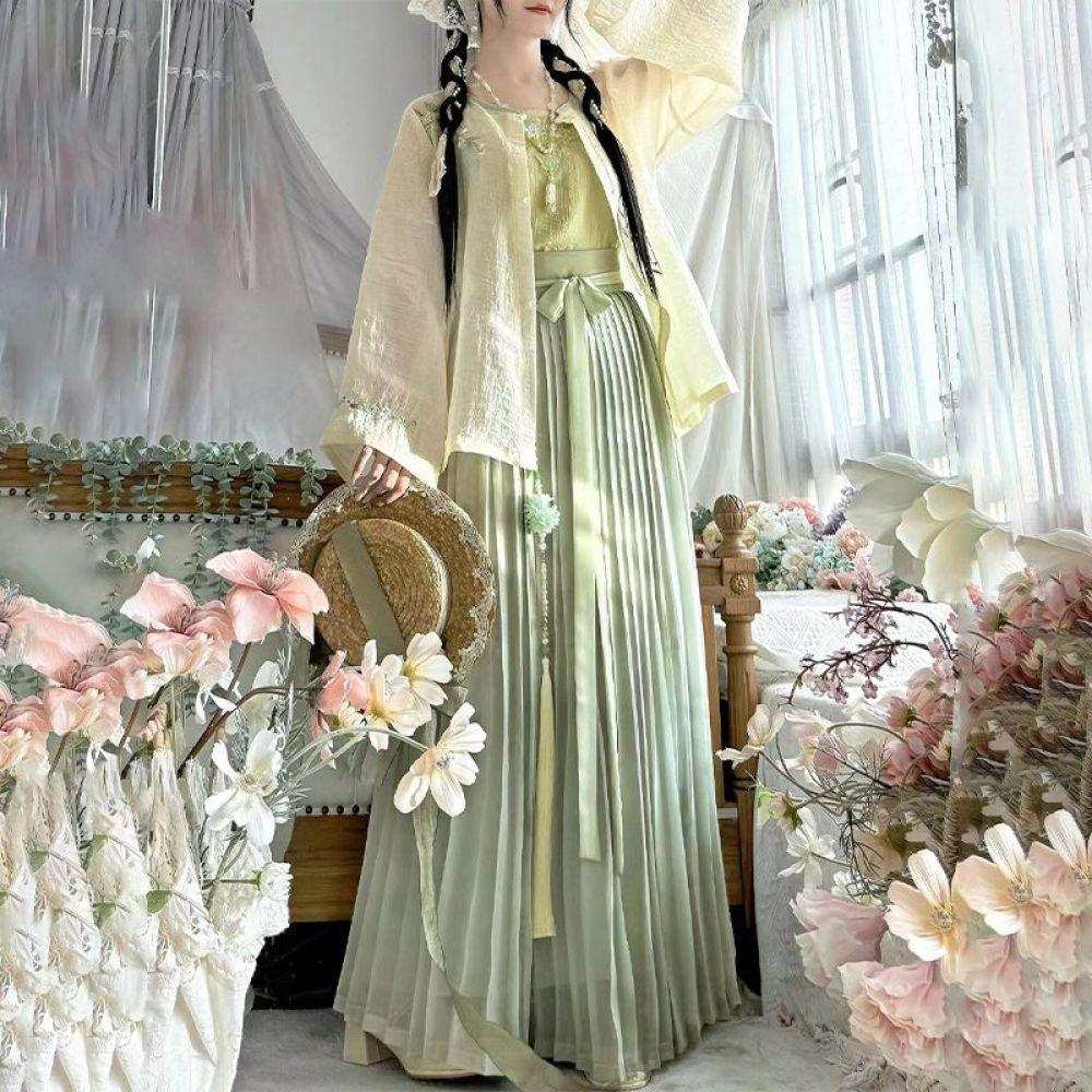 

Китайский стиль династии Сун Ханфу для женщин, вышитый и дышащий повседневный костюм M