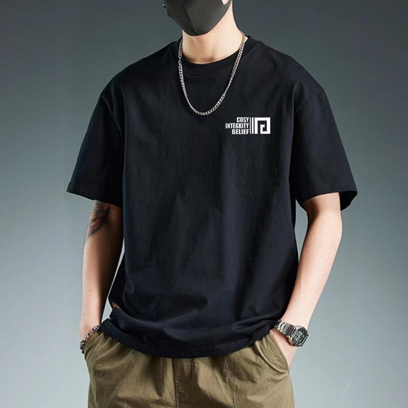 Retro Short Sleeved T-shirt for Men's Summer Fashion Brand Pure Cotton T-shirt with Fashionable Pattern
