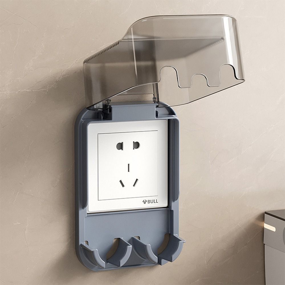 Punch-free Socket Dust Cover with Storage Rack Kitchen Plug Storage Cartoon Waterproof Box