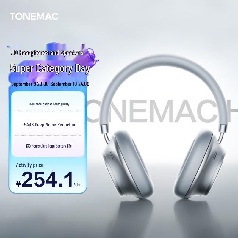 TONEMAC H6 Hi-Res Wireless Active Noise Cancelling Over-Ear Headphones