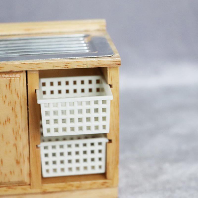 3Pcs 1/12 Dollhouse Miniature Plastic Frame Hand-Woven Storage Basket Decoration