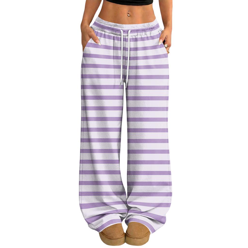 Damen Lässige und Modische Bedruckte Elastische Taille Weite Hose