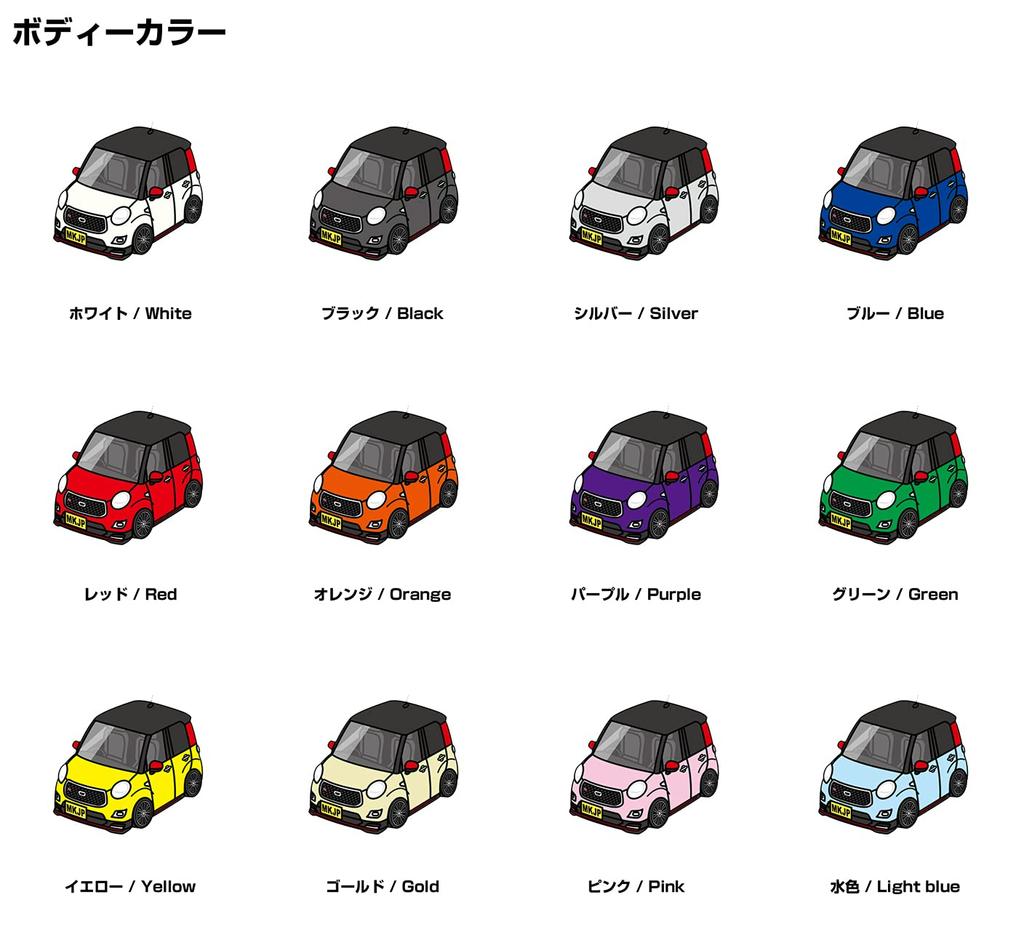 MKJP Custom Keychain, Daihatsu Cast Sports LA260S Base: Black, Green