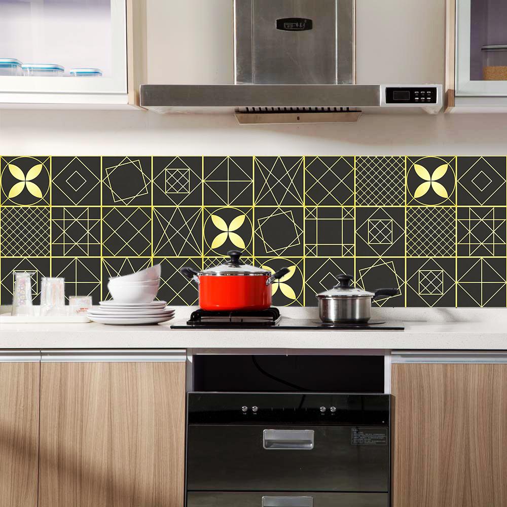 Black and Gold Marble Tiles Floor Sticker Kitchen Bathroom Wardrobe Home Decor Leather Texture Wear-resistan Wall Decals