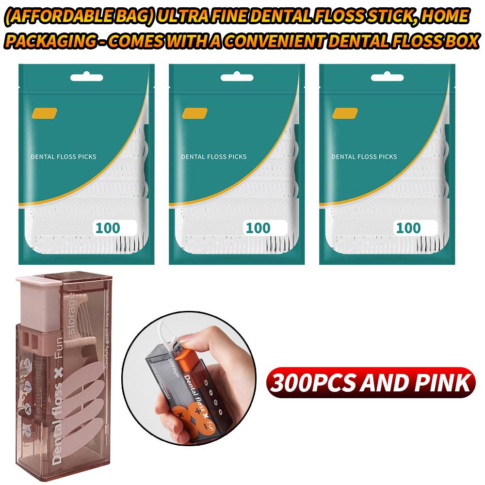 Family Pack Ultra Fine Dental Floss Picks 100/300PCS, Disposable Interdental Cleaners, Reusable Portable Travel Case Included