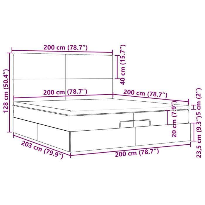 VidaXL Ottoman Bed Frames and Mattress Light Grey 200x200cm Fabric, Bed Frame, Upholstered Bed Frame, Bed Frame 3313099