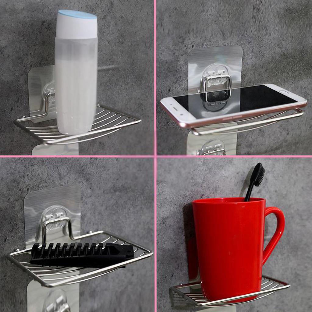 1/3pcs Stainless Steel Soap Rack Soap Box Light Luxury Shelf Punch-free Nail-free Bathroom Single Layer Drain Wall Hanging