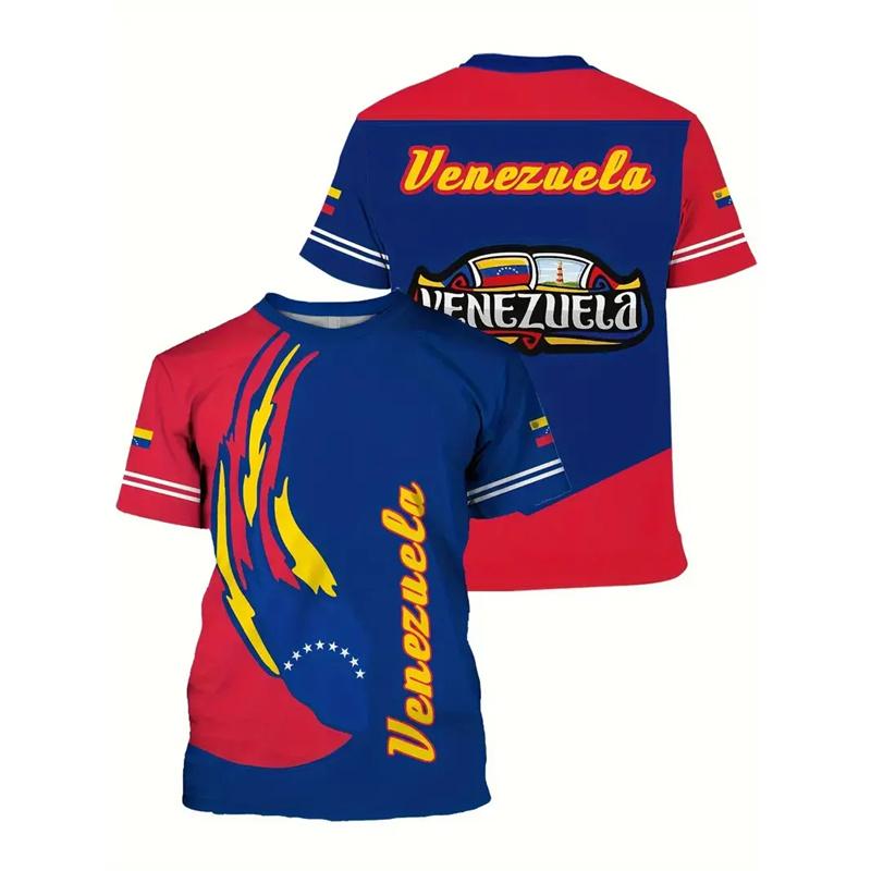 Tricouri cu Imprimeu 3D Venezuela Pentru Bărbați Gât Rotund Mânecă Scurtă Tricou Supradimensionat Fashion Casual Vară Tricou Zilnic