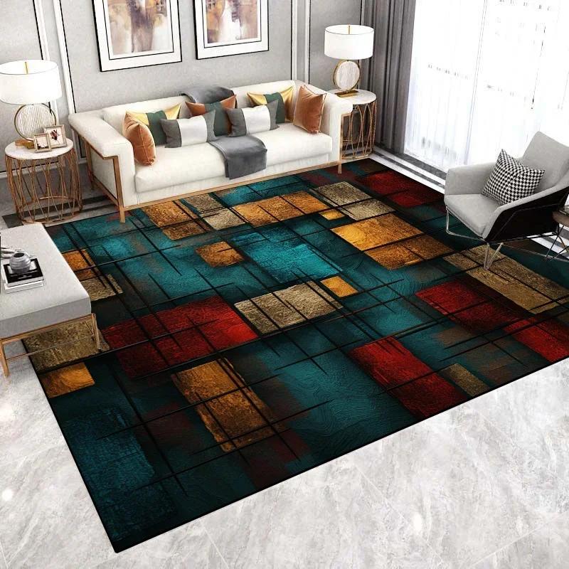 Teppiche im abstrakten Stil für Wohnzimmer Nordische leichte Luxusdekoration Leicht zu reinigende Teppiche Rutschfeste Sofa-Bereich Schlafzimmer Bodenmatten