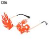 12Styles Chinese Dragon Shaped Sunglasses Metal Frame Rimless Sun Glasses Party Decor Glasses for Women Men UV400 Protection