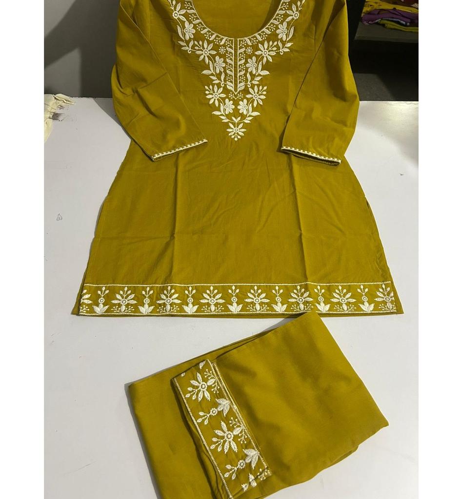 Set cordon din bumbac pur designer indian pentru femei, stil Chikenkari, ținută de petrecere, Bollywood Kurti