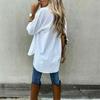 Button Blouse Tops Baggy Shirt Casual Loose Women Long Sleeve