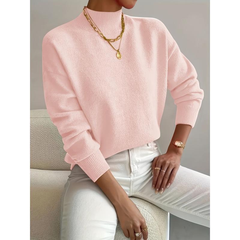 P17511 Semi-High Neck Knit Sweater