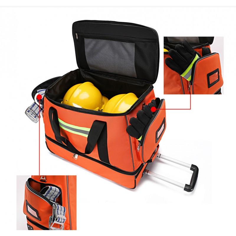Large Capacity Emergency Response Wheeled Bag Firefighting Flood Rescue First Aid Kit Outdoor Survival Gear