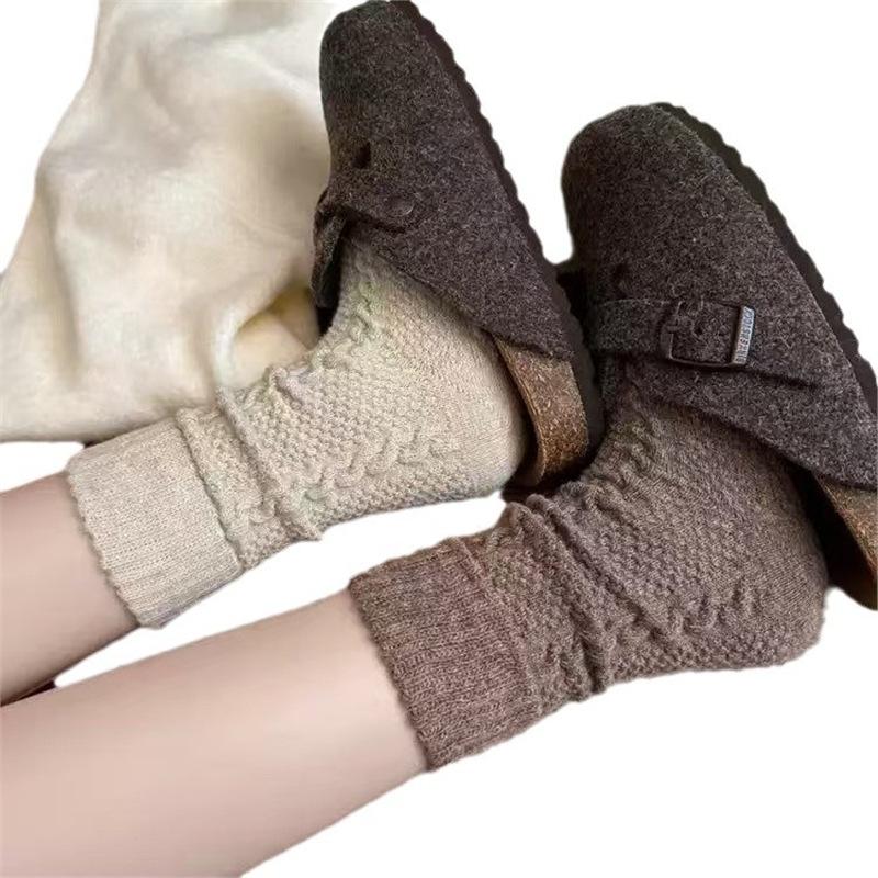 Milk coffee thickened wool socks women's season warm stockings children's winter cashmere medium tube socks