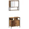 Bathroom Furniture Set with Shelf and Door 3 Pcs Brown Particleboard