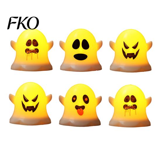 Soft Warm White Ghost Lamp 6 Pcs Decorative Light, LED Color Changing Flameless Battery-Operated Safe Halloween Accent Light Mini Spirit Night Lamps,