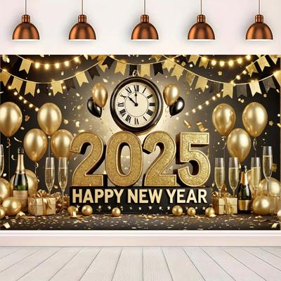 Pozadie na novoročnú párty 2025 Zlatá tematická luxusná dekorácia Oslavná párty vlajka Vhodné na silvestrovskú domácu výzdobu 2025
