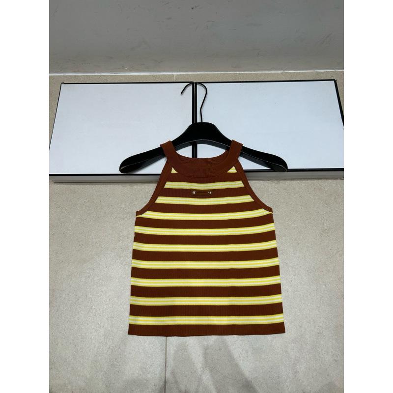 Miu Style Trendy Knit Striped Vest: High-Quality, Slim Fit, Flattering Short Top for Women
