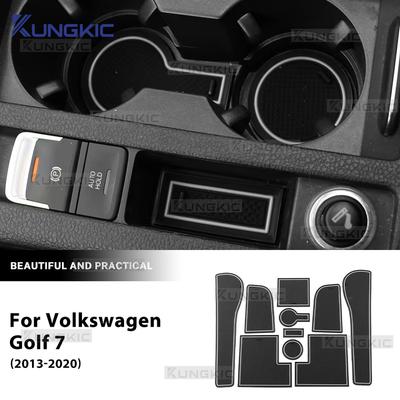 Silicone For Volkswagen VW Golf 7 7.5 MK7 MK7.5 2013 2014 2015 2016- Car Non-Slip Door Groove Mats Gate Slot Cup Pad Mat
