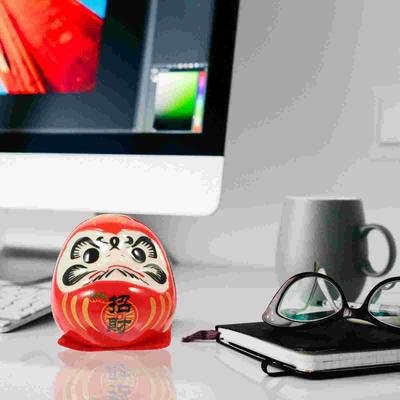 Auto Dharma-Eier Daruma für Baby Japanisches Ornament Ornamente Keramikfigur Figuren Rot Wohlstand Armaturenbrett Dekor Miss