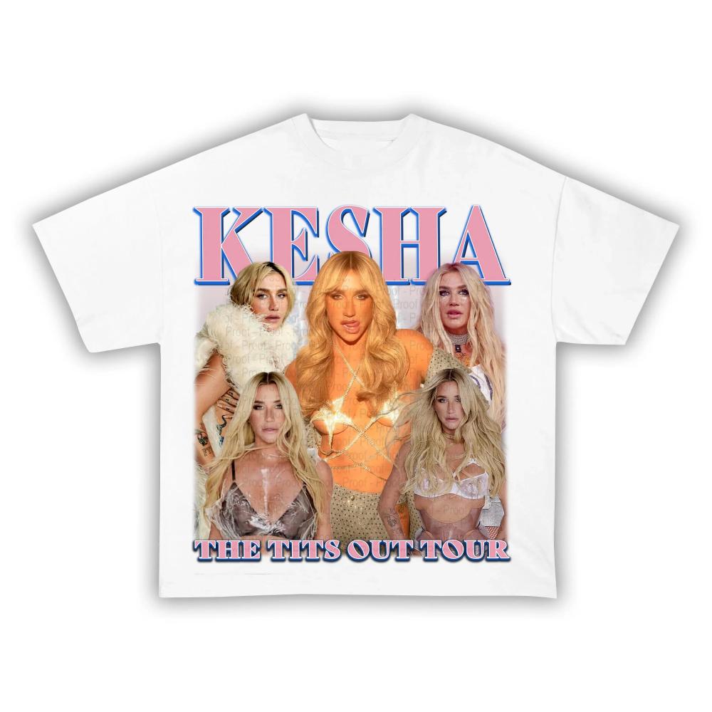 Hot Selling Kesha Concert Pure Cotton T-shirt for Men and Women Summer Clothing Fashion Casual Short Sleeved T-shirt Fan Gift